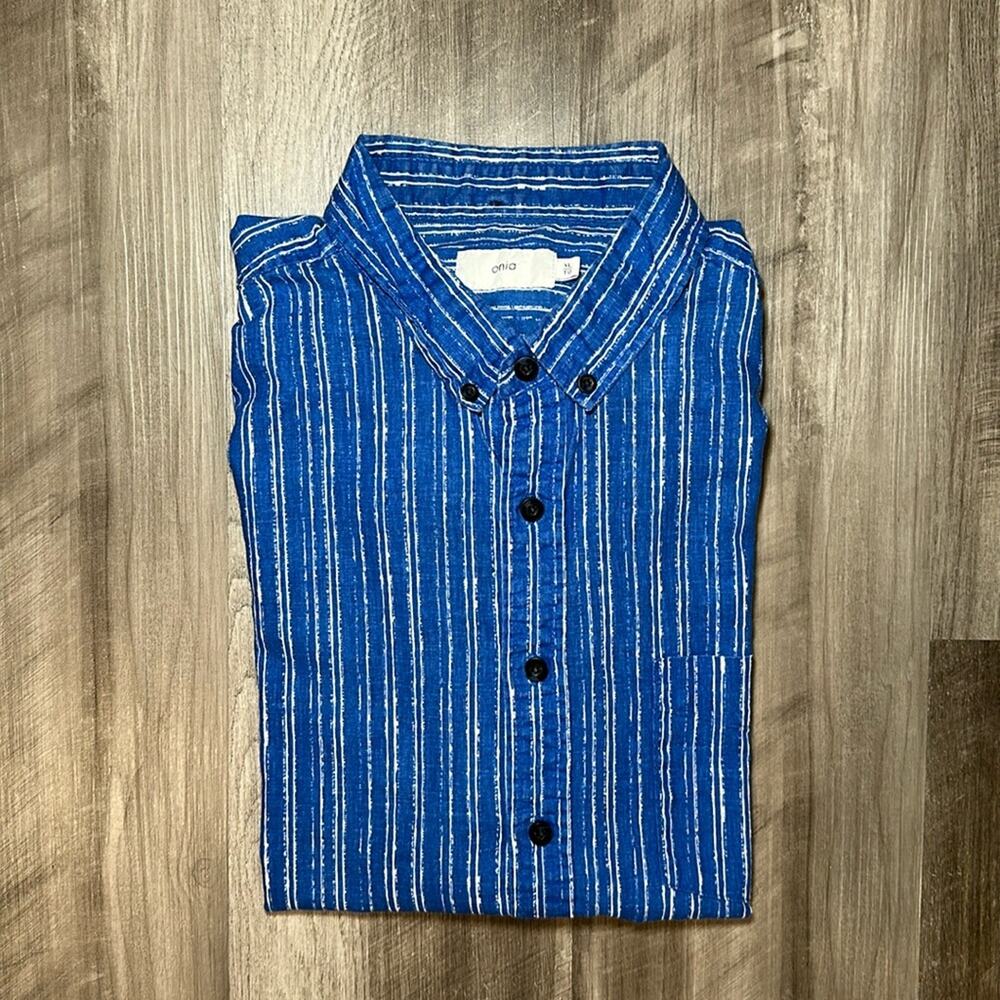 Onia Linen Blend Short Sleeve Button Down - XL